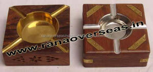 Plateau gris carré en bois de couleur marron avec quatre points, pour café, maison, voiture et jardin - Product Image 2