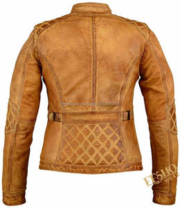 Venta al por mayor de chaqueta de piel de oveja para mujer marrón Slim Fit Stand Collar Modern High Street moda de invierno logotipo personalizado OEM suministro - Product Image 4