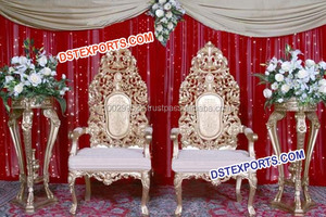 Ensemble de chaises de mariage musulmanes à sculptures lourdes, dernier modèle de chaise de mandap de mariage, ensemble de chaises de mariée, chaise en bois pour mariage en Australie - Product Image 6