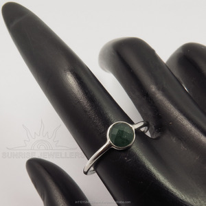 เครื่องประดับอินเดีย! 925ของแข็งสเตอร์ลิงมรกต (ย้อม) รอบตรวจสอบพลอยขนาดเล็กสวยแหวนทุกขนาดร้านของขวัญที่ดีที่สุด - Product Image 3