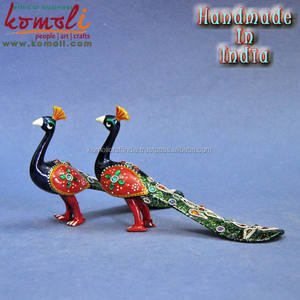 Statue de paon en émail aux couleurs vives, grande taille, décoration de la maison, en métal faite à la main - Product Image 5