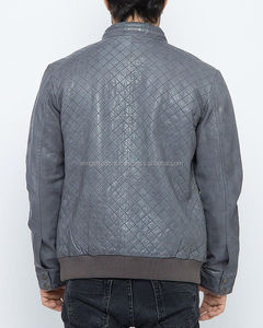 Nouvel An COUPE-VENT Doublure Style Gris Veste En Cuir pour Hommes Sialkot - Product Image 2
