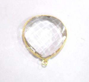 925สเตอริงเงินคริสตัลควอทซ์ลูกแพร์ของขวัญชุบทองสำหรับตัวเชื่อมฝาทำด้วยมือ - Product Image 1