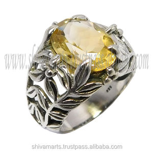 Belle bague en argent massif 925 Citrine, bijoux en argent - Product Image 2