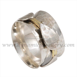 Wholesale Beautiful Two-Tone 925 Sterling <b>Silver</b> Meditation <b>Spinner</b> <b>Ring</b> Excellent Quality Handmade Jewelry for Weddings - Product Image 1