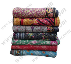Wholesale Vintage Floral Kantha <b>Quilt</b> Reversible Kantha <b>Throw</b> - Product Image 1