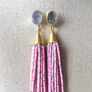 Venta al por mayor cuentas de piedras preciosas pendientes de borla diseñador pendientes - Product Image 3