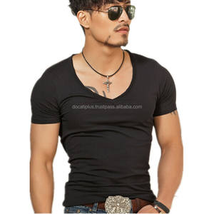 เสื้อยืดคอวีลึกสำหรับผู้ชายผ้าโพลีเอสเตอร์ออกแบบได้ตามต้องการ - Product Image 3