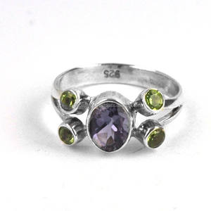 Genuino Peridot Iolite Piedra preciosa Diseñador hecho a mano 925 Anillo de plata esterlina Ajuste de joyería de boda Fabricantes al por mayor - Product Image 2