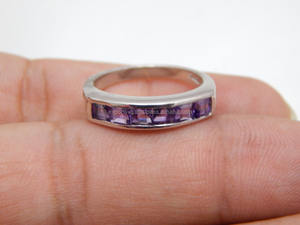 Anillo de plata con piedras preciosas de cuarzo amatista Anillo de Plata de Ley 925 925 Anillos de boda - Product Image 2