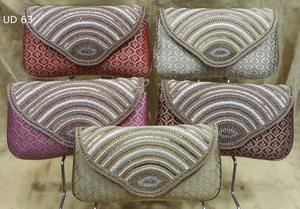 UD57 Indian bridal evening ladies shopping handmade ethnic traditional <b>handbag</b> bag fabric embroidery designer exclusive party - Product Image 5