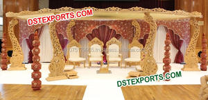 มณฑปงานแต่งงานไม้แกะสลักลายนกยูง งานแกะสลักไม้หนัก หกเสา มณฑปทำมือ สีน้ำตาล มณฑปไม้ลายนกยูง แคนาดา - Product Image 5