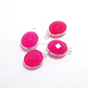 Conector de bisel de Calcedonia Rosa caliente facetado 10x14mm forma ovalada 24K chapado en oro hecho a mano Natural Multi joyería hallazgos - Product Image 4