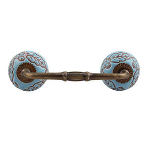 Manija de armario a granel hecha a mano, cerámica turquesa, hoja marrón, puente, venta al por mayor, manijas de tocador, lote Vintage, cajón, tirador de puerta de armario - Product Image 1