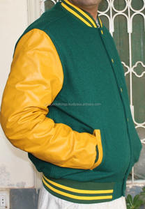 Chaqueta de béisbol con manga de cuero, diseño personalizado, apliques, logo, cuerpo de lana, nueva - Product Image 2