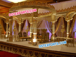 Exclusivo nuevo diseño FRP boda Mandap conjunto fibra pilares bodas personalizado ligero indio lujo Mandap decoración Mandap venta EE. UU. - Product Image 4