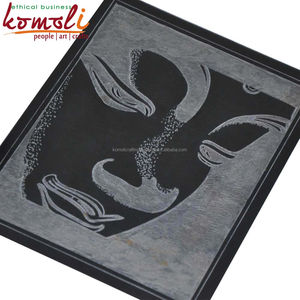 Fait à la main en pierre d'ardoise tête de Bouddha murale statue - Product Image 3