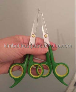 Ensemble de ciseaux de toilettage pour animaux de compagnie en acier inoxydable avec poignée en plastique lame plate dentelée pour les soins du chien disponible en vrac - Product Image 4