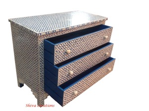 ตู้เก็บของห้องนั่งเล่นฝังกระดูกอินเดียทำมืออย่างหรูหราสำหรับตกแต่งบ้าน - Product Image 2