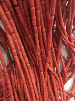 Perles en forme de tambour rouge corail naturel, perles en vrac, taille 2-4 mm, pierre précieuse, brin, certifié par un tiers, origine Italie, Coszcalt Exports