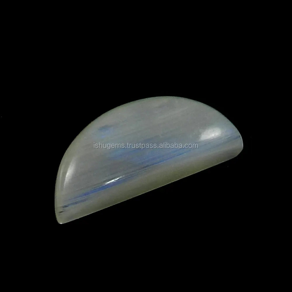 2.72 gms Natural Blue Firey Rainbow Moonstone 9x20mm Half Moon Cabochon Loose Stones For Jewelry Making IG0155