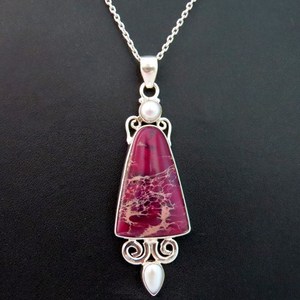 Authentique bijou Shri Ashapura, pendentif en argent plaqué avec perle de jaspe en forme de poire fantaisie, pour mariage, style chrétien classique - Product Image 5