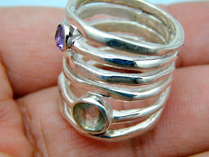 Anillo de Boda Clásico Preety de Plata de Ley 925 con Gema de Cuarzo Amatista para Mujer - Product Image 4