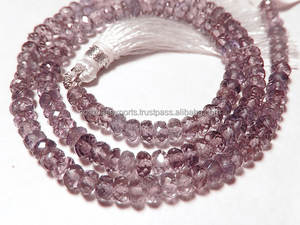 Cuentas de piedras preciosas Rondelles facetadas translúcidas de lavanda rara - Product Image 2