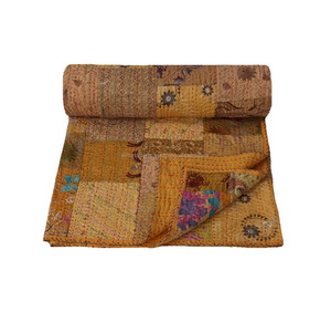 Handmade Kantha Vintage Queen Size Quilt Embroidered <b>Bedspread</b> - Product Image 1