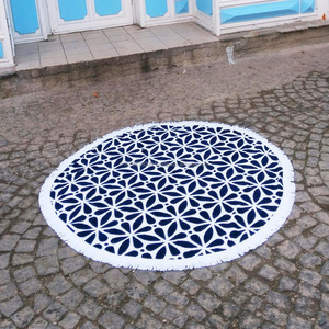 ทำในตุรกี Roundie ผ้าขนหนูชายหาดที่มีพู่จากโรงงาน Roundie ทอและพิมพ์รอบผ้าขนหนูชายหาดคน - Product Image 3