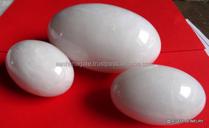 ประติมากรรมอัญมณีแกะสลักทางศาสนาของ Lingams สีขาว - Product Image 2