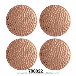 Set of 4 Pcs Hammered Copper Coasters 5mm Thick Eco-Friendly Modern Luxury - Product Image 5