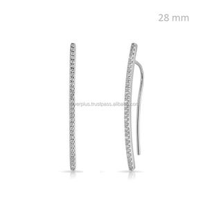 Pendientes de oro amarillo macizo de 14 quilates con diamantes de 0.24 ct SI, diseño jumbo en forma de wishbone, joyería para uso diario. - Product Image 4