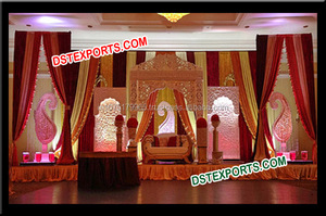 Etapa de recepción de fibra de estilo tradicional Rajwadi, último diseño, decoraciones de escenario Rajasthani para bodas - Product Image 5
