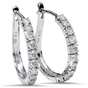 Pendientes de Aro de Oro Blanco de 10K con Diamantes de 0.30 CT, Corte Redondo Natural, Claridad SI, Estilo Huggie, Joyería Fina Elegante, Regalo para Mujer - Product Image 1