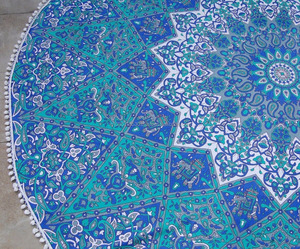 Tapisseries indiennes décoratives bohème de 72 pouces faites à la main, tapis de yoga suspendu, hippie, plage, mandala, tapis imprimé ethnique, serviette de plage hippie - Product Image 1