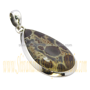 Belle nébuleuse naturelle jaspe pierre précieuse plaqué rhodium en argent sterling 925 bijoux fins pendentifs et breloques collier personnalisé - Product Image 2