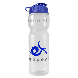Botella deportiva transparente de 28 oz fabricada en EE. UU. con tapa abatible, sin BPA/BPS, viene con su logotipo - Product Image 5