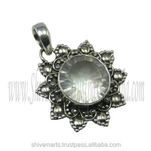 Pendentif solide en quartz rose naturel en argent sterling 925 fait à la main bijoux fins indiens beau pendentif solide en quartz rose naturel - Product Image 2