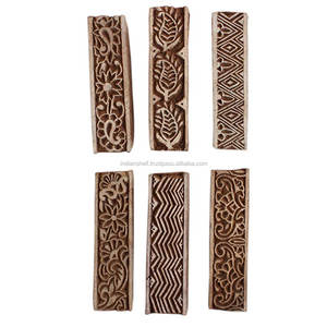 Handmade Mix <b>Wooden</b> Printing Blocks Craft Brown Textile Saree Cloth <b>Canvas</b> Stamp Indian Floral New Design Latest Fabric WB-2169 - Product Image 1