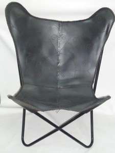 Hermosa y Cómoda Silla Mariposa Hecha de Hierro y Cuero para su Sala de Estar. - Product Image 4