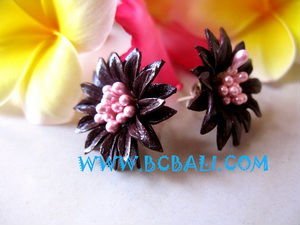 Pendientes colgantes de cuero de vaca de isla tropical de flores accesorios florales de moda para orejas - Product Image 2