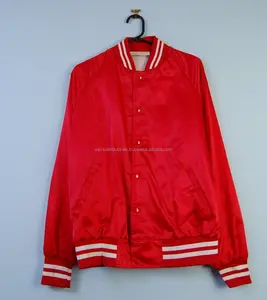 Jaket Bomber Sutra Vintage dengan Saku Merah, Jaket Bomber Penerbangan Oliver, Jaket Bomber Merah Dalam Saku Murah