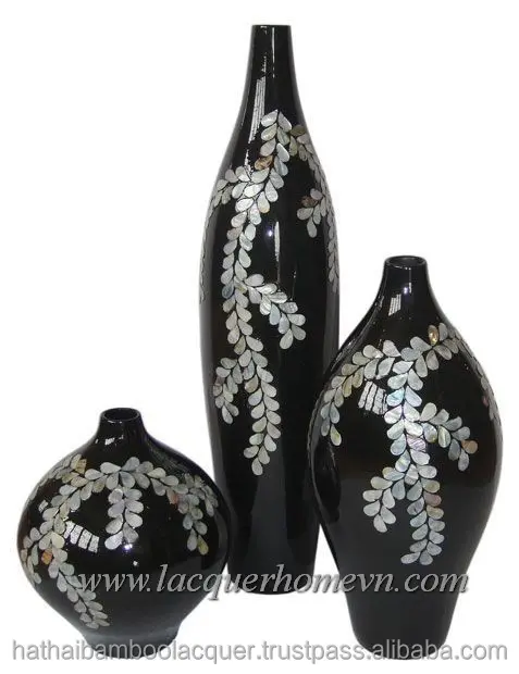 Керамические лаковые цветочные вазы HT6051 с инкрустацией перламутром, сделано во Вьетнаме