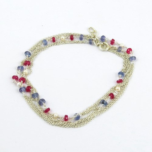 Collar de Cadena para el Vientre Estilo Bohemio con Perlas de Iolita y Rubí, Chapado en Plata - Joyas Shri Ashapura - Product Image 6