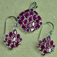 Magnifiques Parures de Colliers Vintage pour Mariage, Fiançailles et Anniversaire, Bijoux de Mode SJS27, Pierre Précieuse Rubis, Argent Sterling 925, Vente en Gros