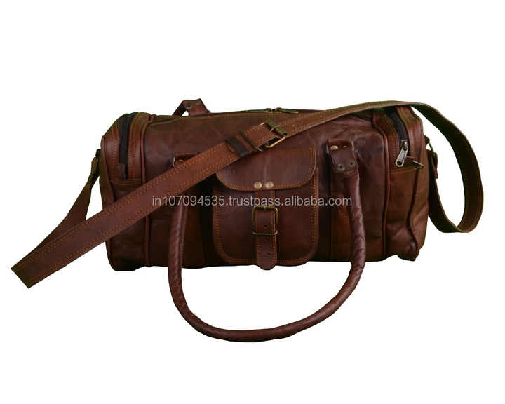 New Custom Genuine Leather Large Capacity Moving Duffle Gym Bag Genuine Leather Men's Short Distance Portable Gym Bag Travel Bag