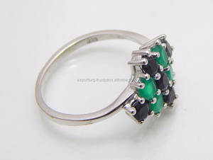 Anillo de Boda Clásico de Plata de Ley 925 con Ónix Verde Negro para Mujer, Engaste de Alta Calidad - Product Image 3
