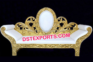 Canapé en bois sculpté style mariage, lot de canapé pour la mariée, deux places, en laiton et métal, vintage, nouveau modèle - Product Image 3