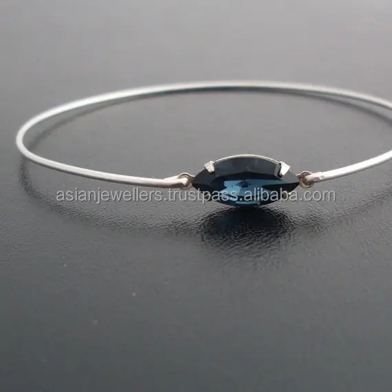 Sapphire quartz gemstone 925 sterling silver handmade bracelet